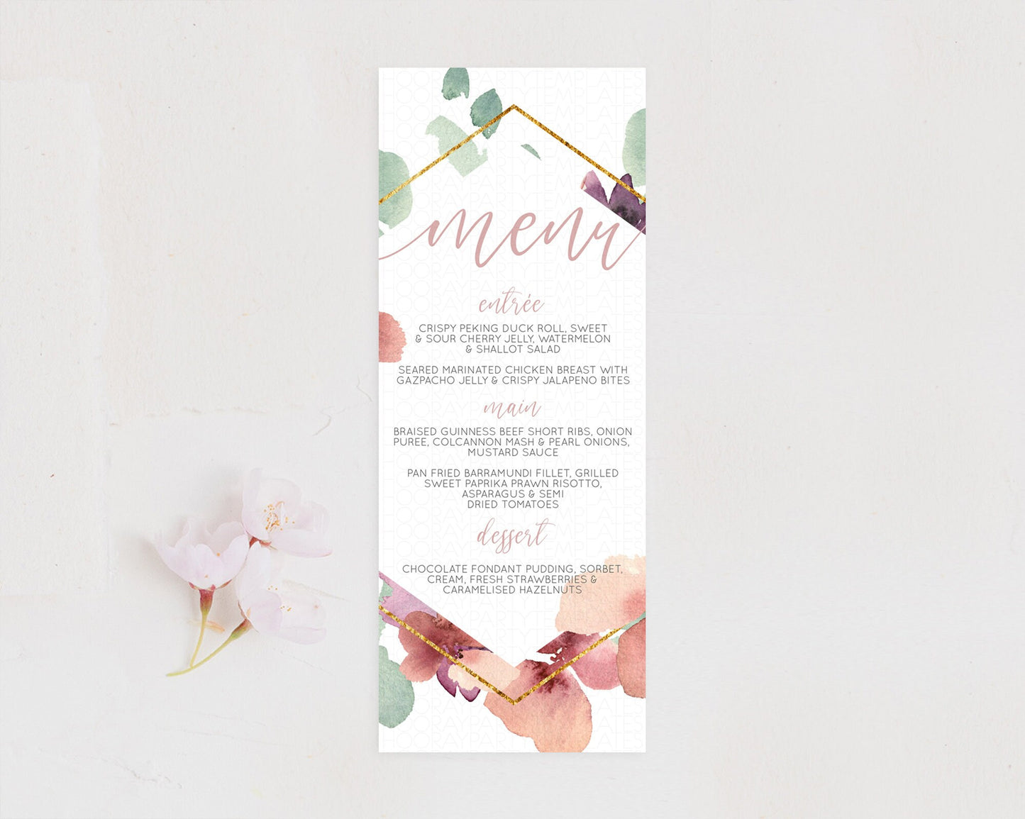 Secret Garden Menu Wildflower Menu Template Pastel Flower Garden Table Decor Boho Floral Dinner Dessert Floral Party Food Menu D10964