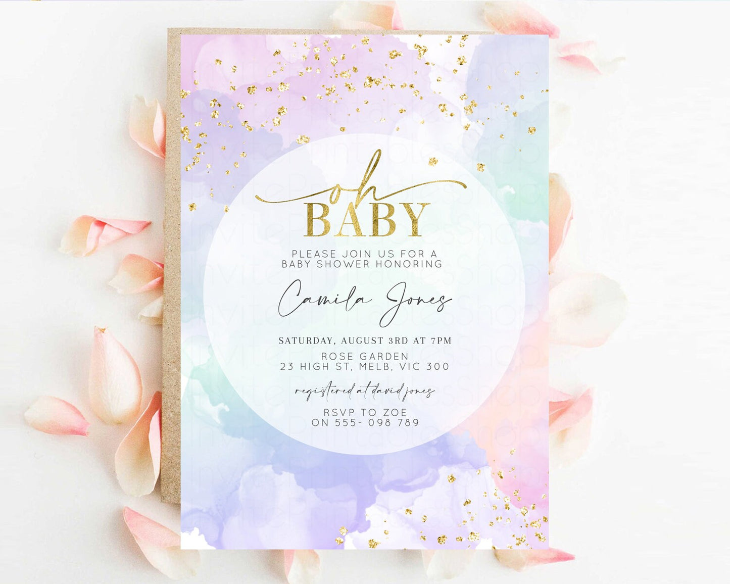 Pastel Baby Shower Invitation Rainbow Baby Shower Invitation Watercolor Ombre Invitation Rainbow Pastel Invite Colorful Glitter Shower 599v2