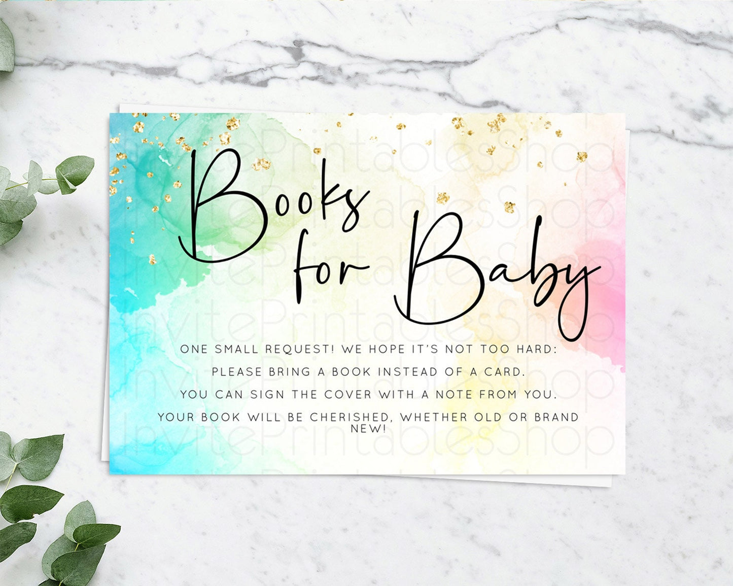 Pastel Books For Baby Card Pastel Rainbow Book Insert Colorful Ombre Watercolor Book Card Confetti Glitter Baby Book Poem Request D10151