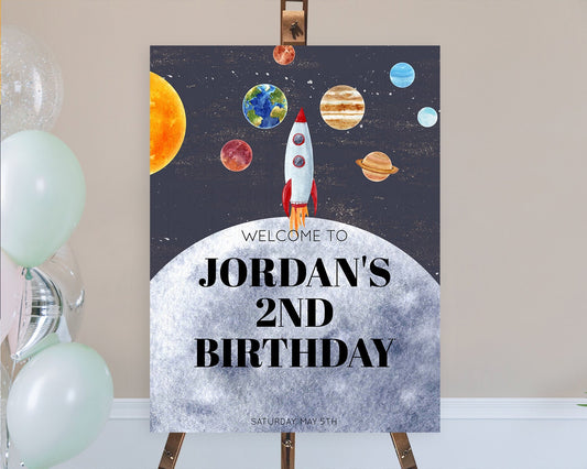 Editable Space Birthday Welcome Sign Space Welcome Board First Trip Around t