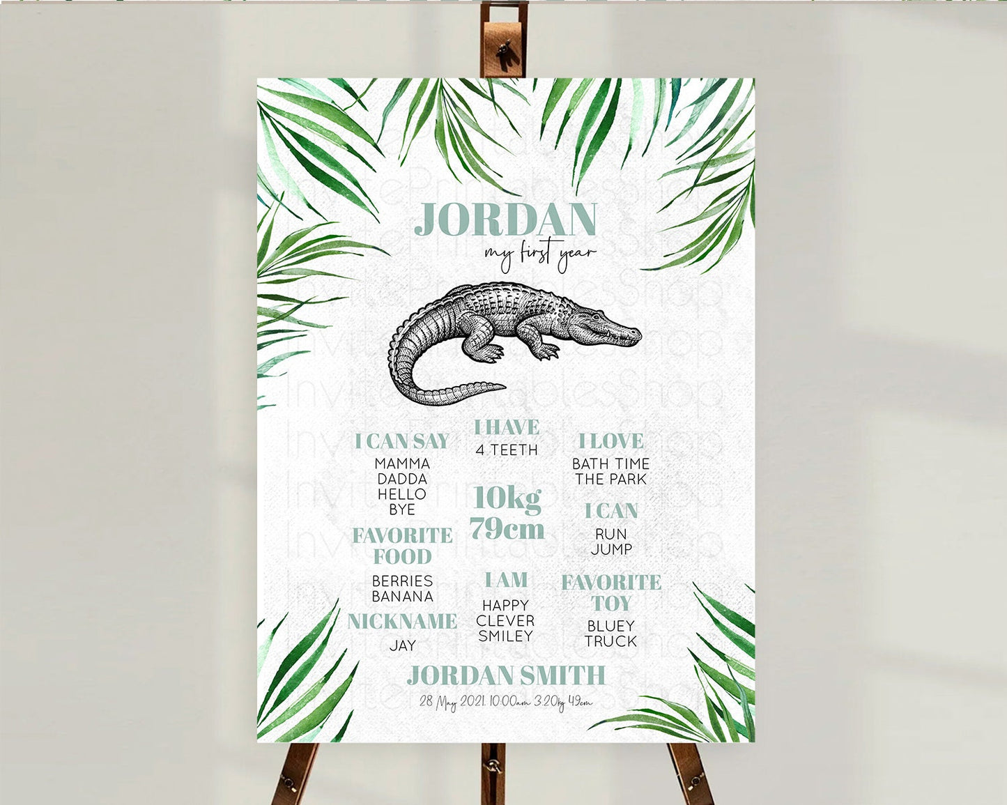 Crocodile First Birthday Milestone Board Alligator Milestone Poster Crocodile Alligator Decor Croc Gator First Birthday Welcome Sign D10847