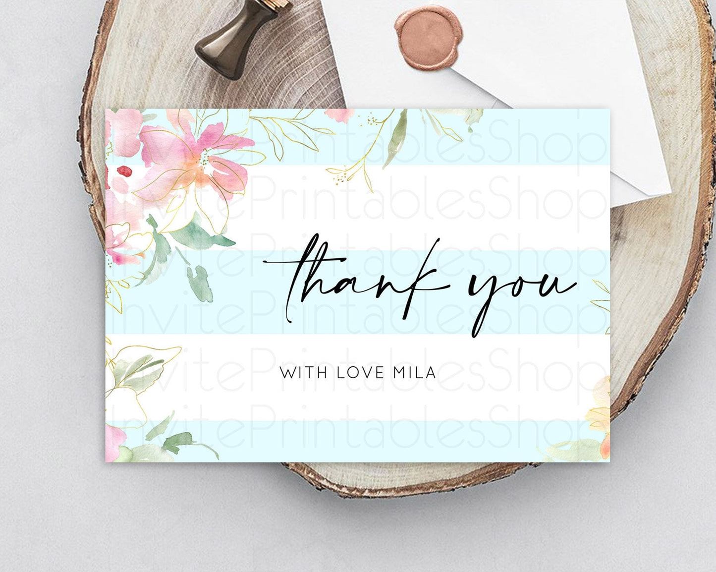 Secret Garden Thank You Wildflower Thank You Card Pastel Flower Garden Birthday Thank You Card Boho Floral Teacher Thank You Card D10304