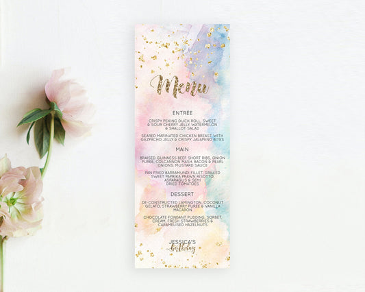 Editable Pastel Menu Pastel Rainbow Menu Template Colorful Pastel Table Deco