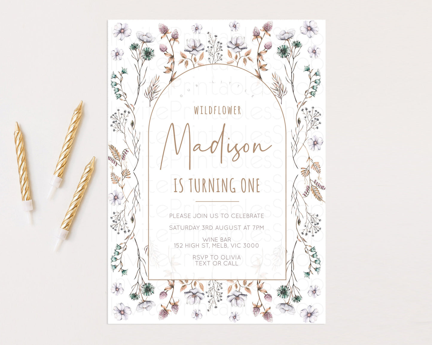 Wildflower Birthday Invitation Floral Invite Enchanted Garden Invite Secret Garden Invite Garden Tea Party Boho Wild One 1st 2nd 3rd 587v2