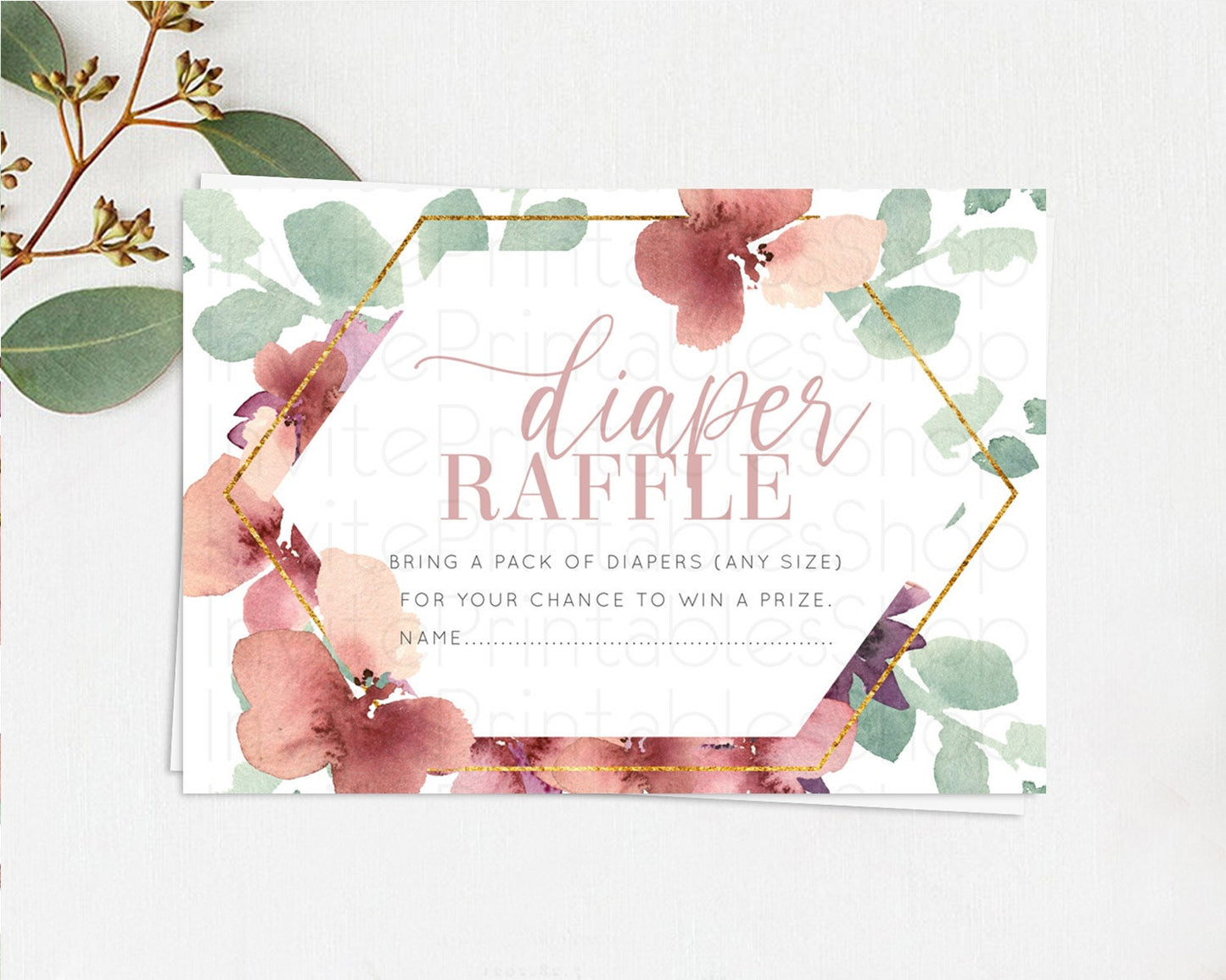 Secret Garden Diaper Raffle Card Boho Wildflower Diaper Raffle Insert Pastel Flower Garden Baby Shower Card Flower Raffle Game D10964