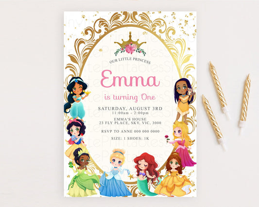 Editable Princess Birthday Invitation Castle Invitation Royal Birthday Fairy