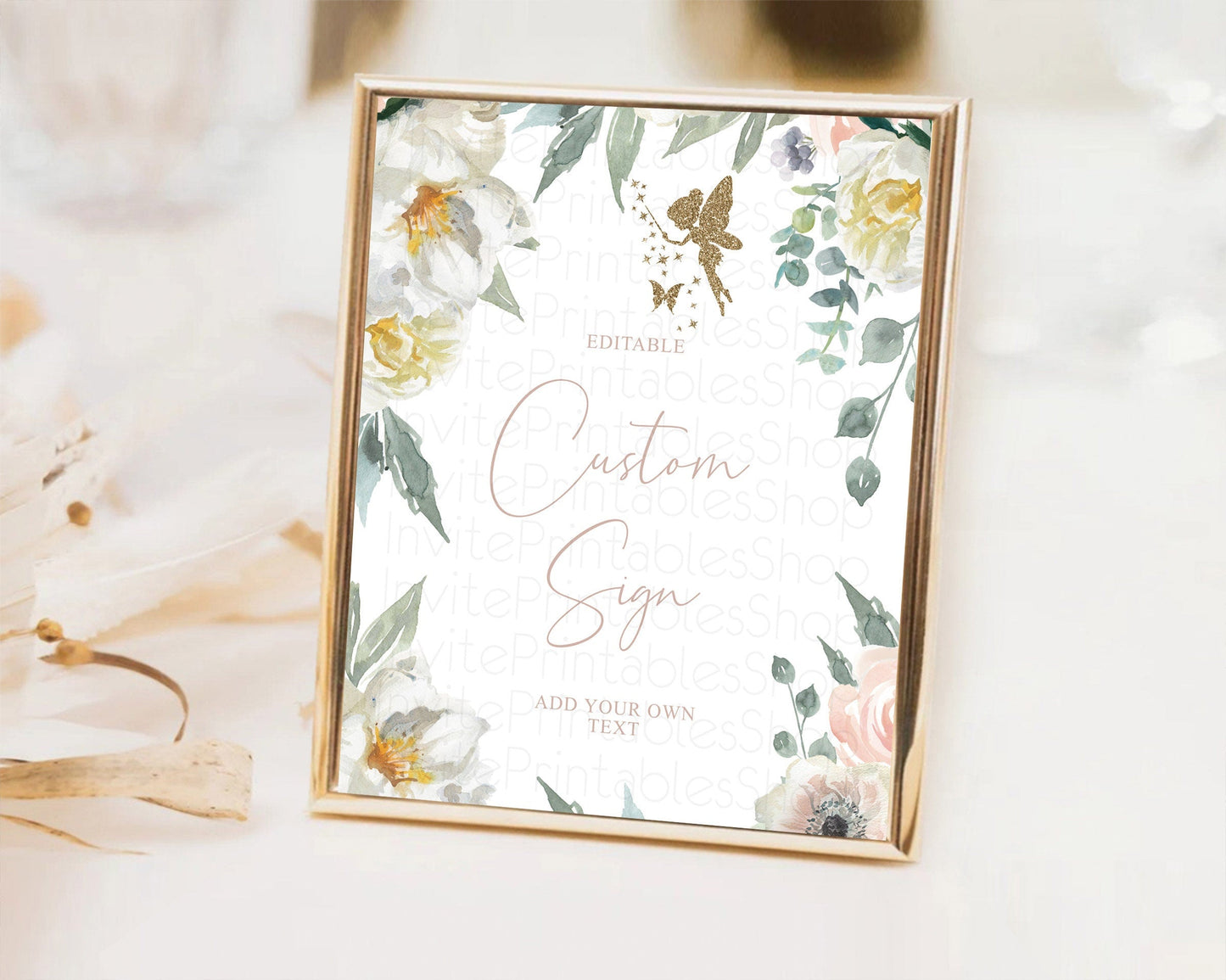 Fairy Sign Enchanted Garden Table Sign Decor Pastel Floral Butterfly Party Secret Garden Birthday Baptism Baby Shower Bridal Shower D10800