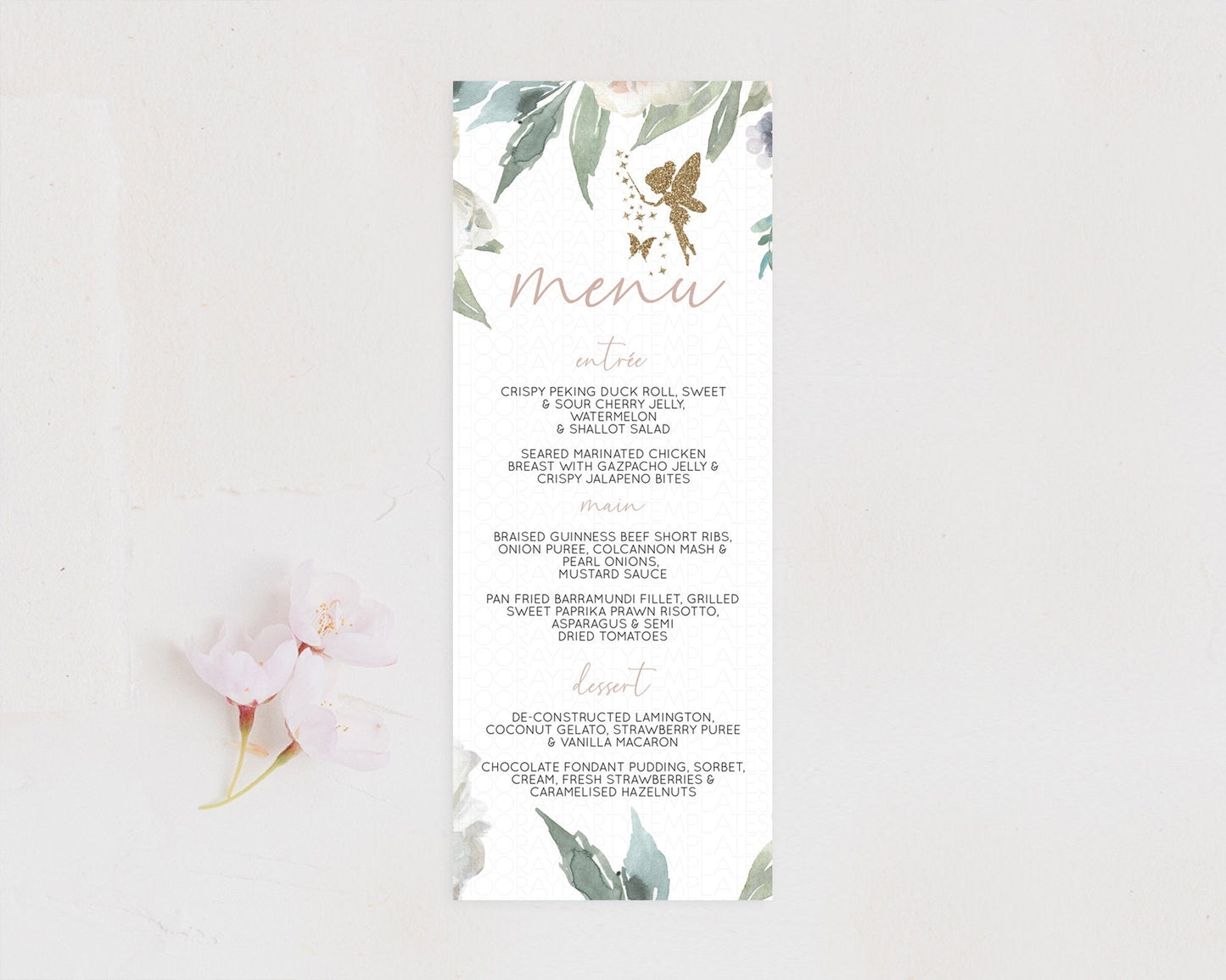 Fairy Menu Fairy Menu Template Enchanted Garden Pastel Floral Butterfly Table Décor Fairy Secret Garden Dinner Dessert Food Menu D10800