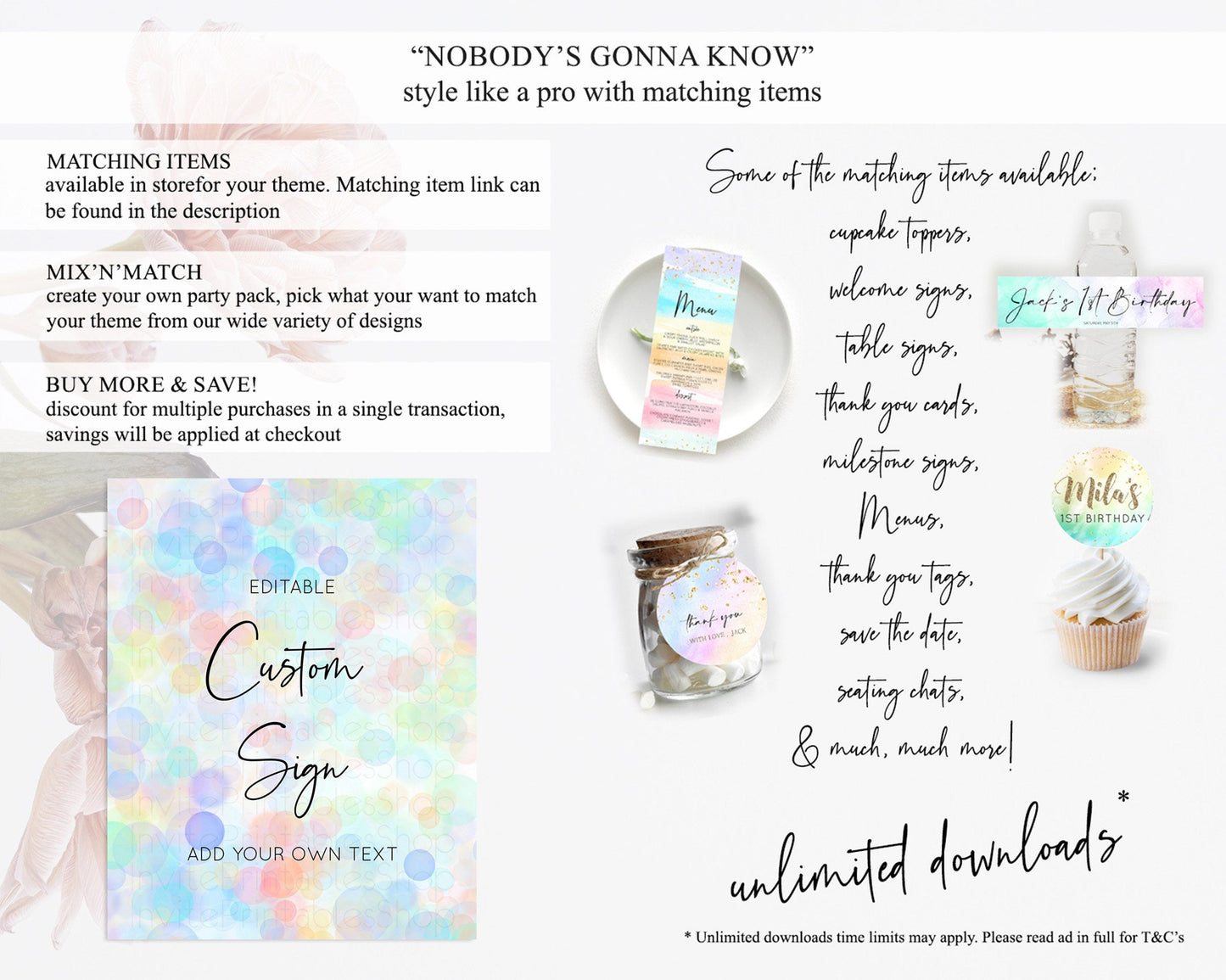 Pastel Bubbles Sign Colorful Confetti Table Sign Decor Bubble Bath Party Rainbow Sprinkles 1st Birthday Baby Shower Baptism Wedding D10444