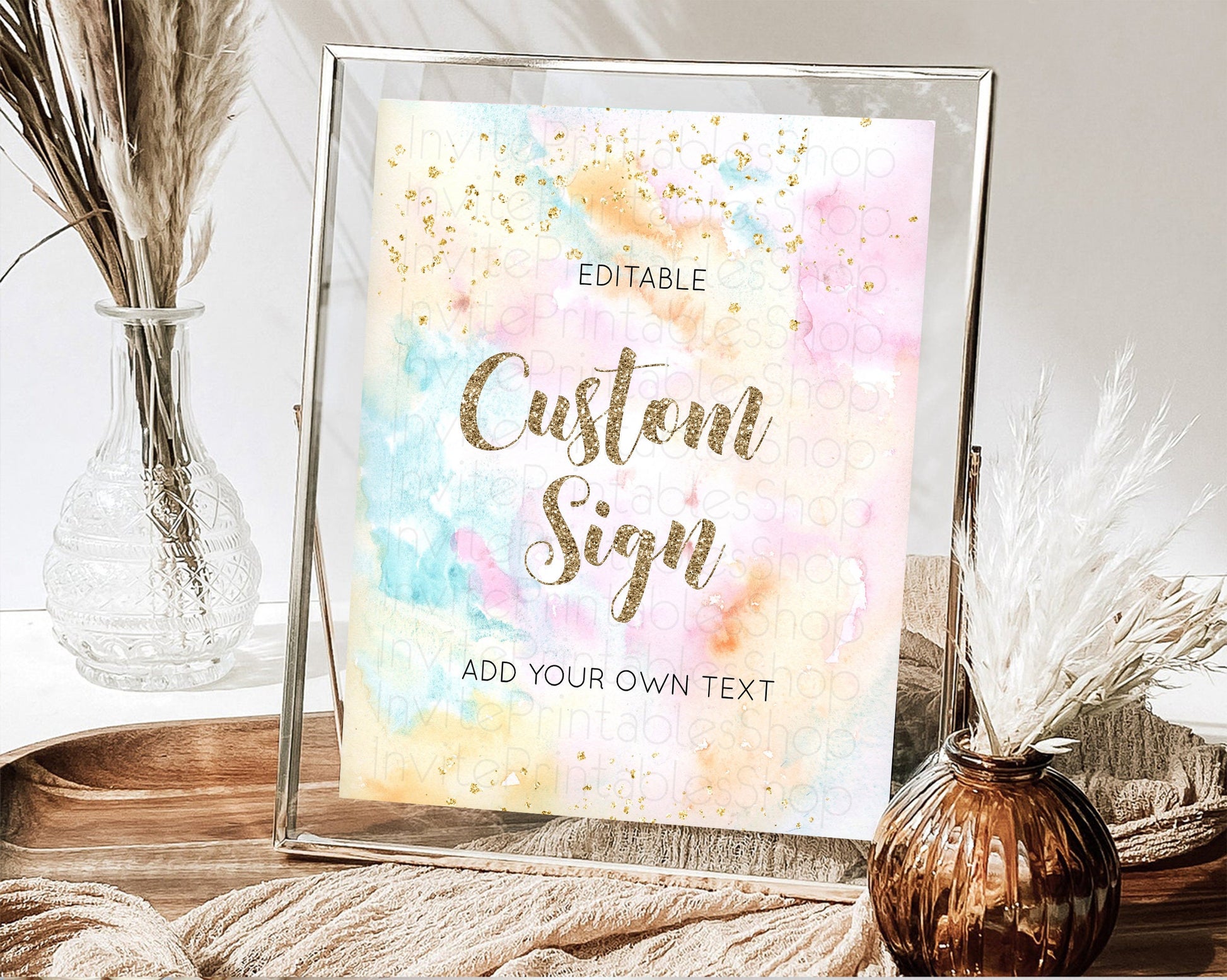 Editable Pastel Rainbow Sign Cards Gifts Sign Table Signs Diaper Sign Books