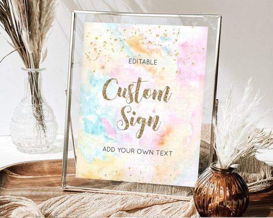 Editable Pastel Rainbow Sign Cards Gifts Sign Table Signs Diaper Sign Books