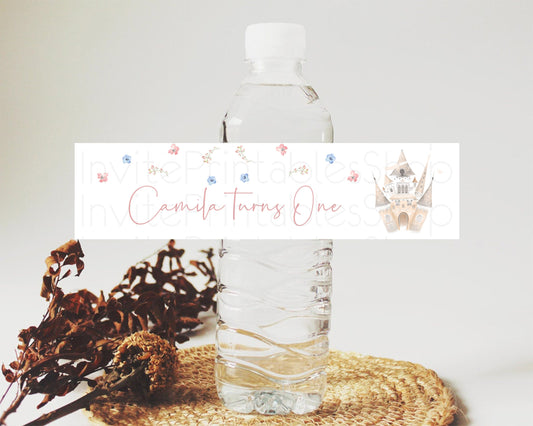 Editable Princess Water Label Template Secret Garden Enchanted Castle Pastel