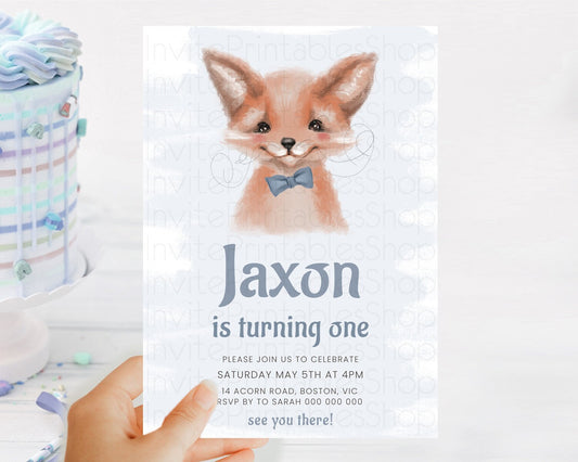 Editable Fox Birthday Invitation Fox Invite Mr. Fox Birthday Baby Fox Party