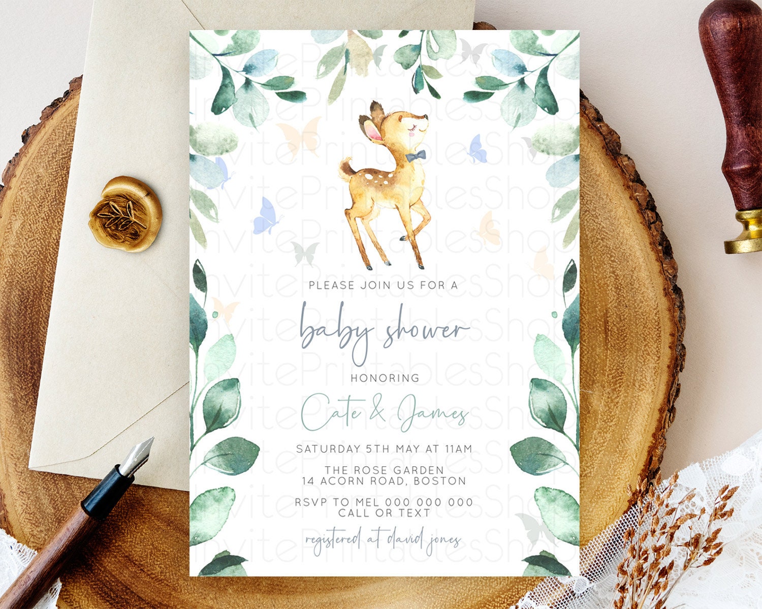 Editable Fawn Baby Shower Invitation Deer Baby Shower Invites Enchanted Fore