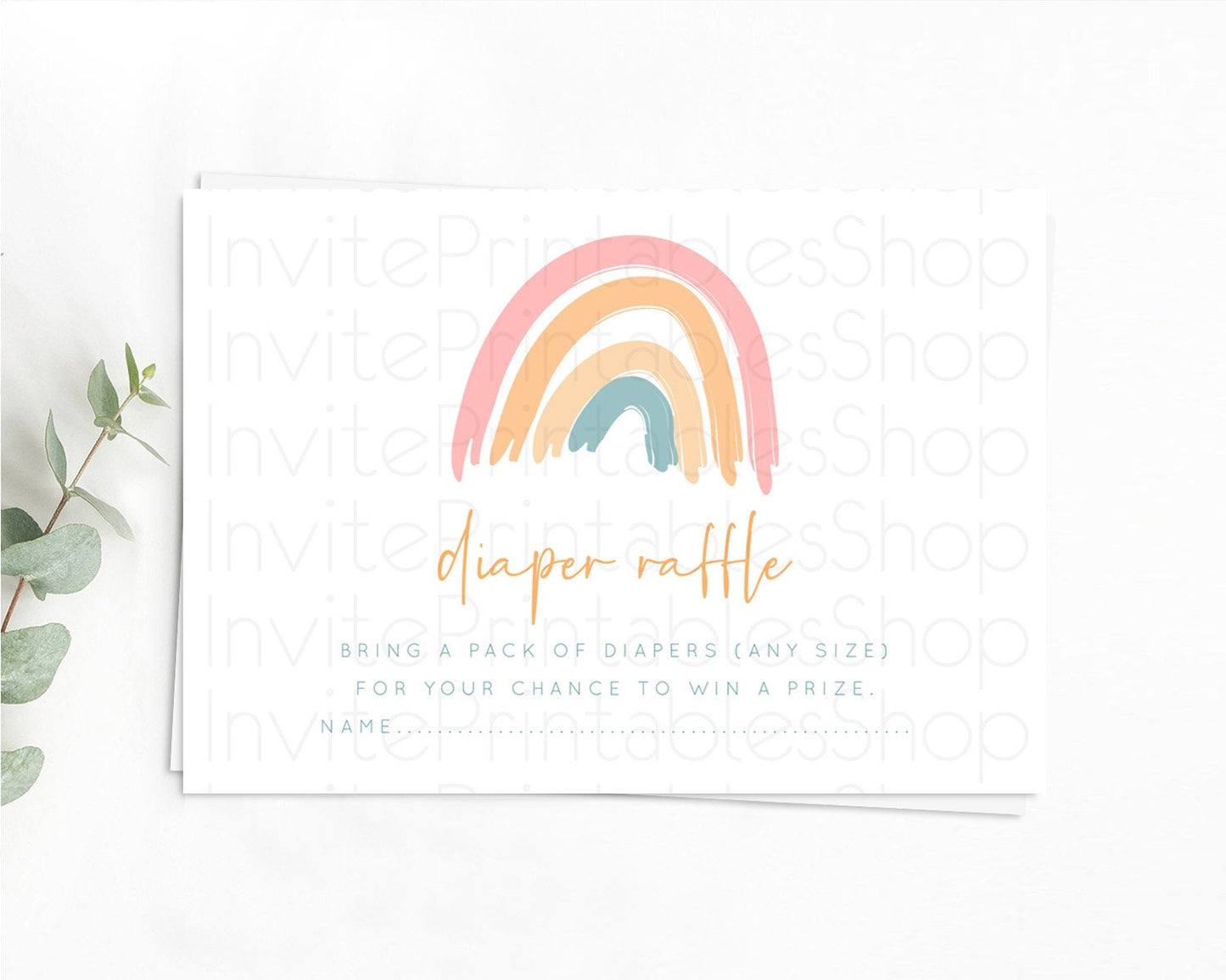 Pastel Rainbow Diaper Raffle Card Boho Rainbow Diaper Insert Boho Rainbow Diaper Ticket Pastel Watercolor Baby Shower Raffle Game D10351
