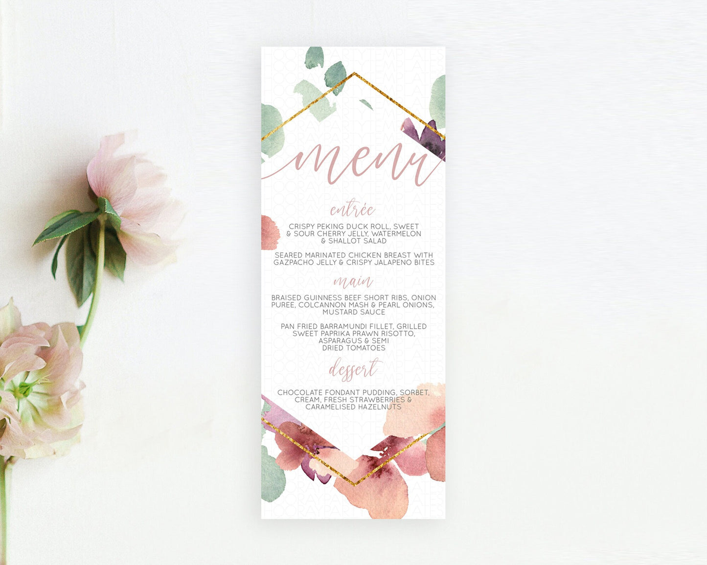 Secret Garden Menu Wildflower Menu Template Pastel Flower Garden Table Decor Boho Floral Dinner Dessert Floral Party Food Menu D10964