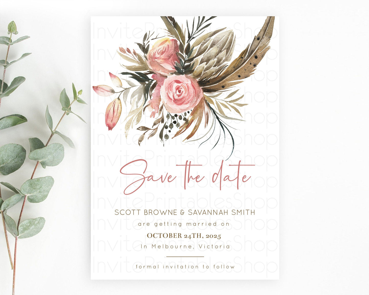 Wildflower Save The Date Template Secret Garden Save The Date Pastel Floral Garden Party Boho Flowers Birthday Baby Shower Wedding D10686