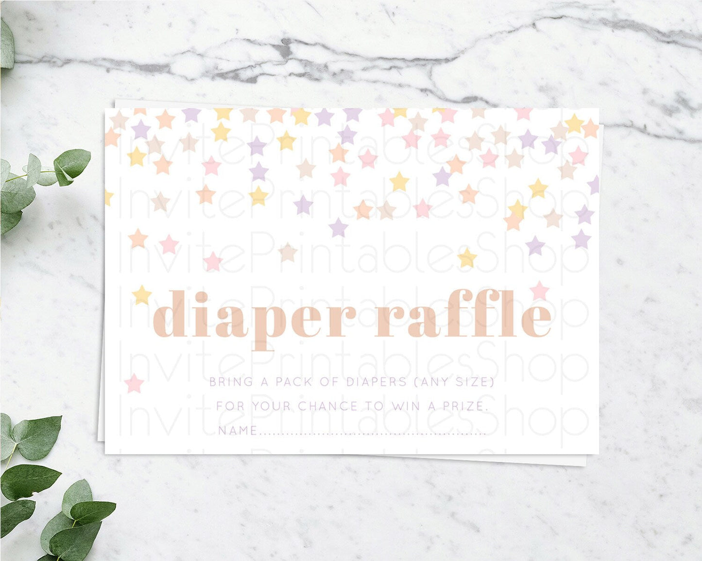 Pastel Star Diaper Raffle Card Shooting Star Diaper Raffle Insert Twinkle Little Star Diaper Ticket Rainbow Confetti Raffle Game D10810