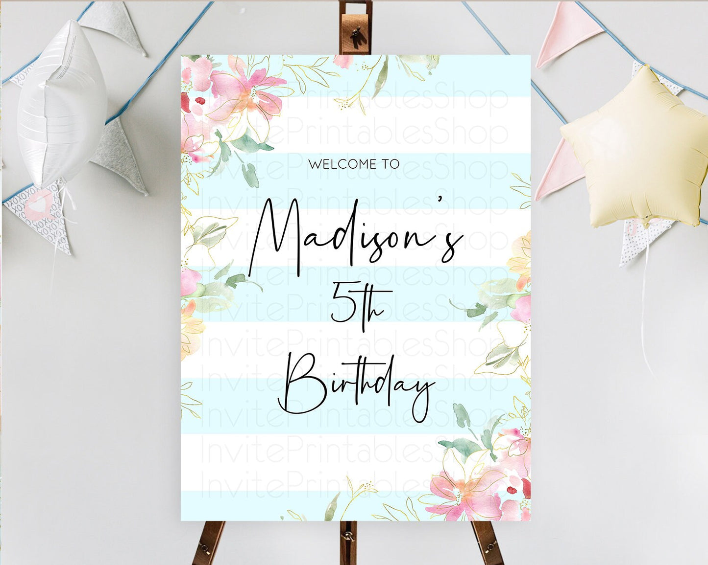 Secret Garden Welcome Sign Wildflower Welcome Board Pastel Flower Garden Welcome Poster Boho Wildflower First Birthday Welcome Sign D10303