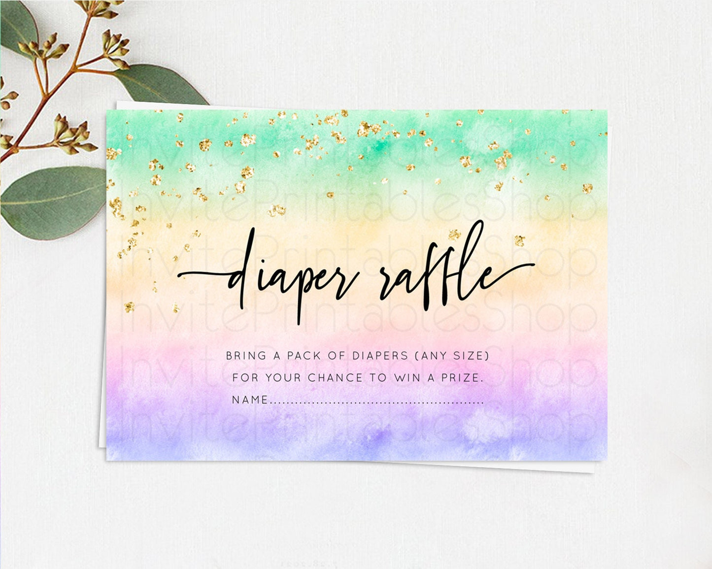 Editable Pastel Diaper Raffle Card Pastel Rainbow Diaper Raffle Insert Color
