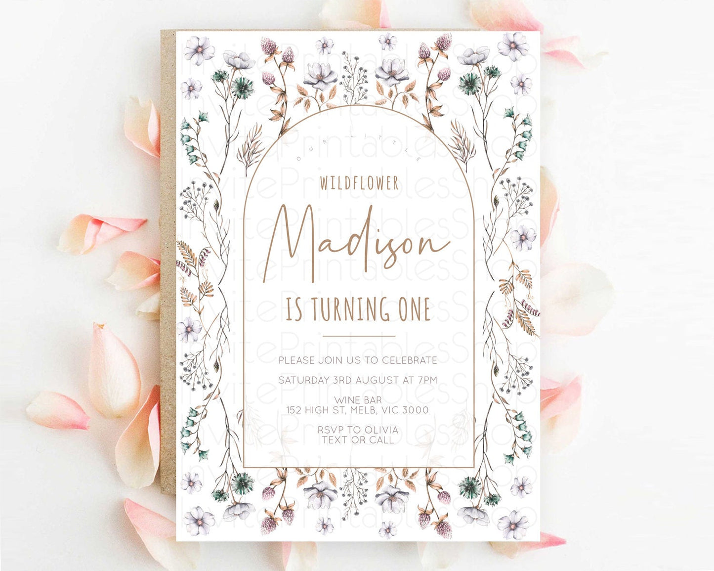 Secret Garden Invitation Wildflower Birthday Invitation Pastel Flowers Invite Enchanted Garden Boho Floral 3rd 2nd First Birthday D10604