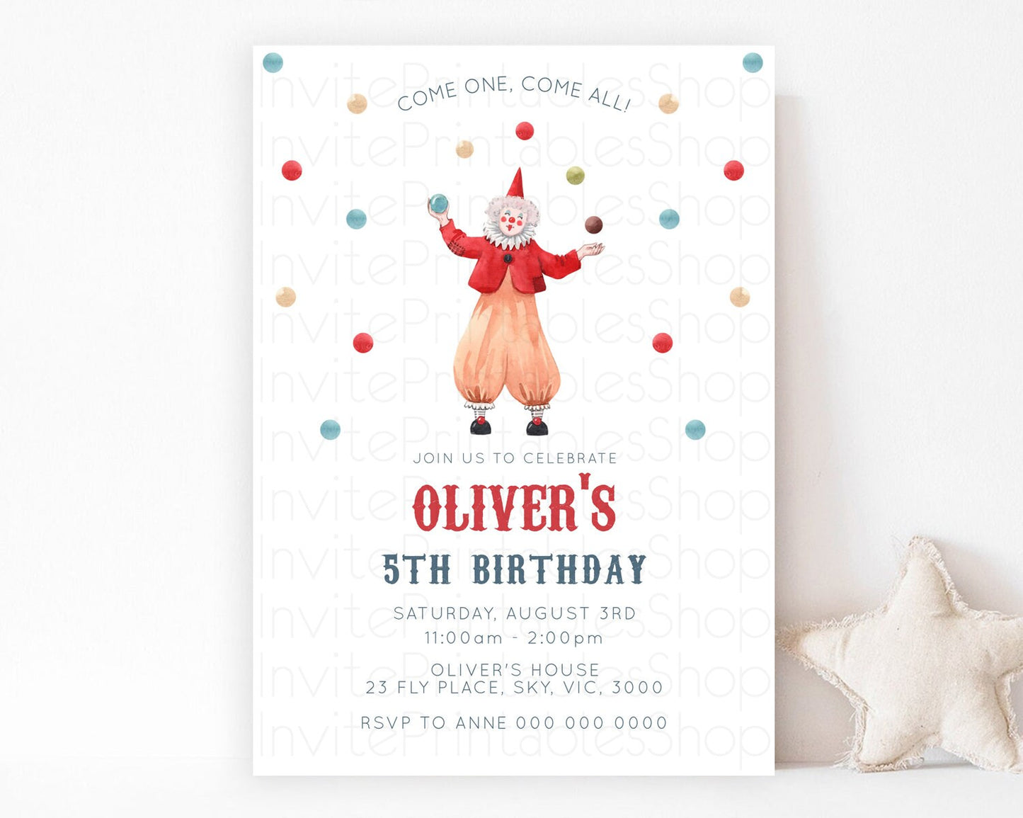 Editable Circus Birthday Invitation Carnival Birthday Invitation Clown Invit