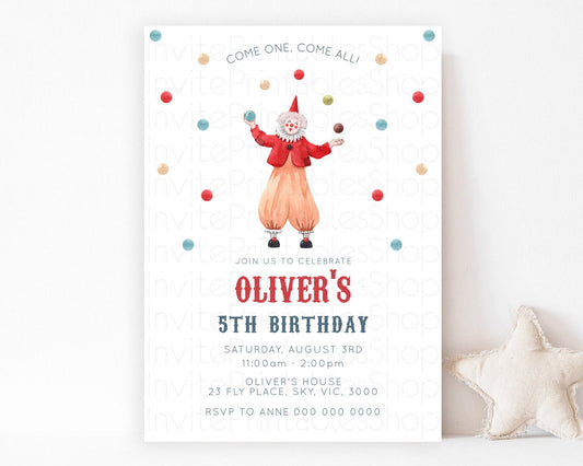 Editable Circus Birthday Invitation Carnival Birthday Invitation Clown Invit