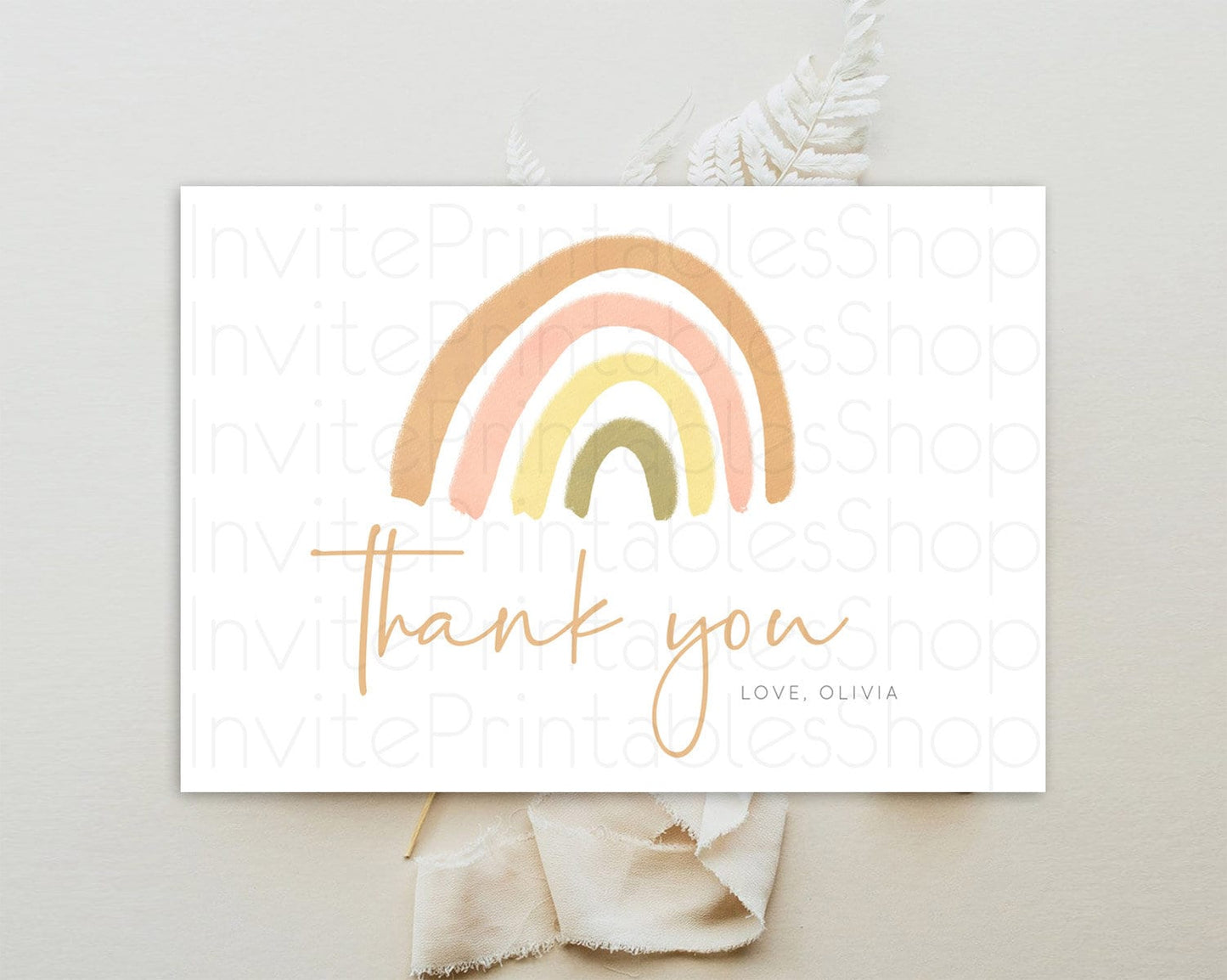 Pastel Rainbow Thank You Boho Rainbow Thank You Card Rainbow Birthday Thank You Cards Pastel Rainbow Teacher Thank You Card Template D10684