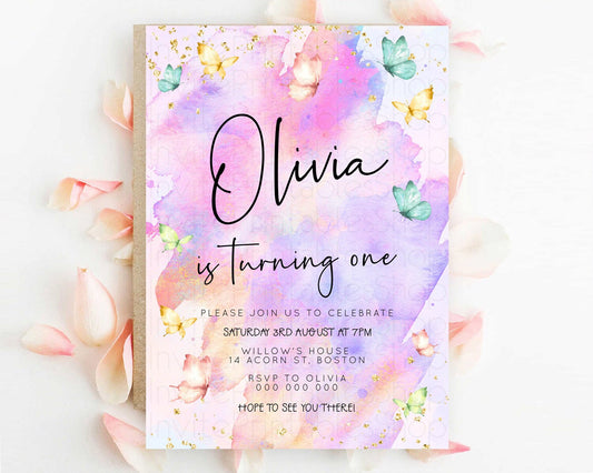 Editable Pastel Butterfly Birthday Invitation Butterfly Birthday Invitation