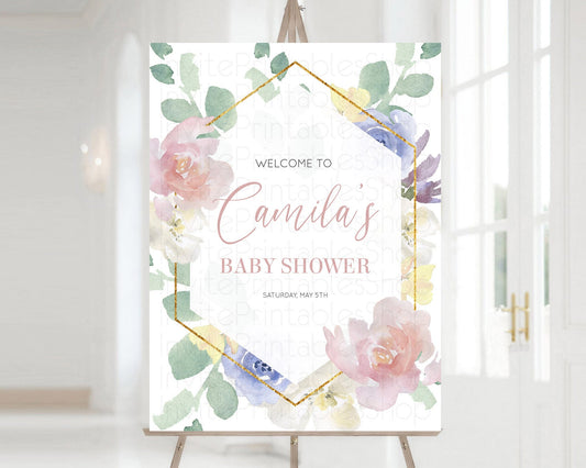 Editable Secret Garden Baby Shower Welcome Sign Wildflower Welcome Board Pas