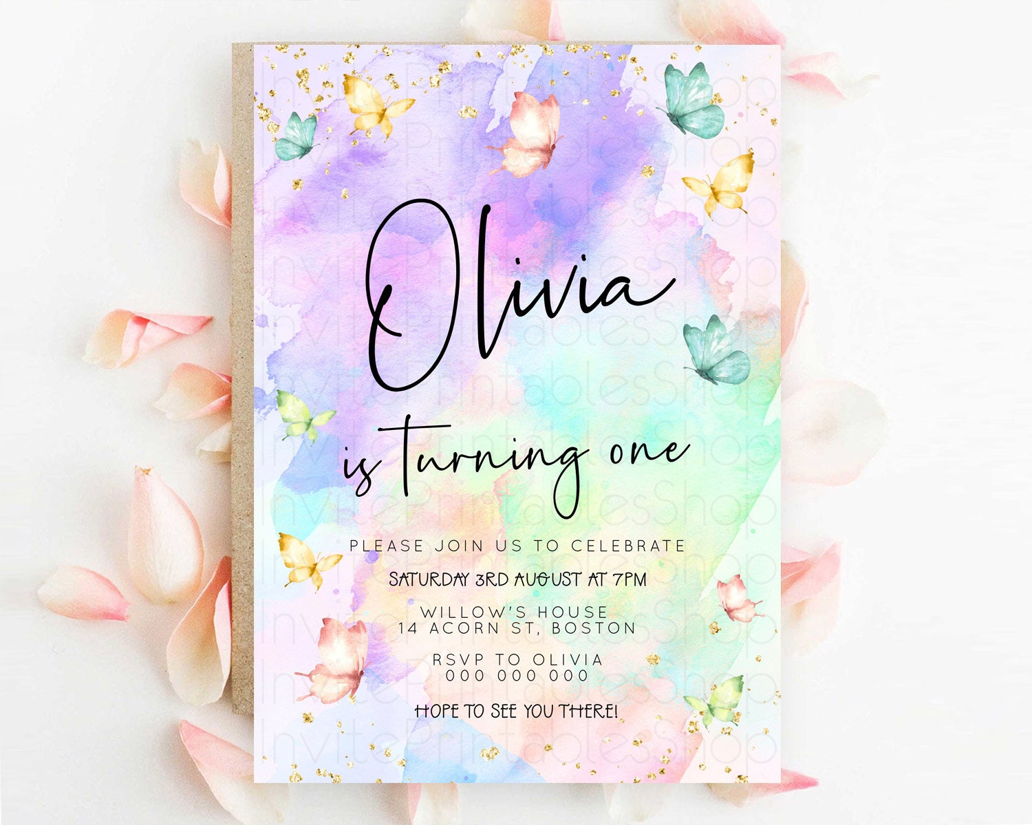 Editable Pastel Butterfly Birthday Invitation Butterfly Birthday Invitation
