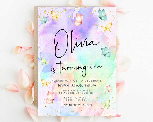 Editable Pastel Butterfly Birthday Invitation Butterfly Birthday Invitation