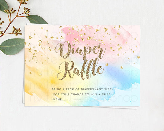 Editable Pastel Diaper Raffle Card Pastel Rainbow Diaper Raffle Insert Color