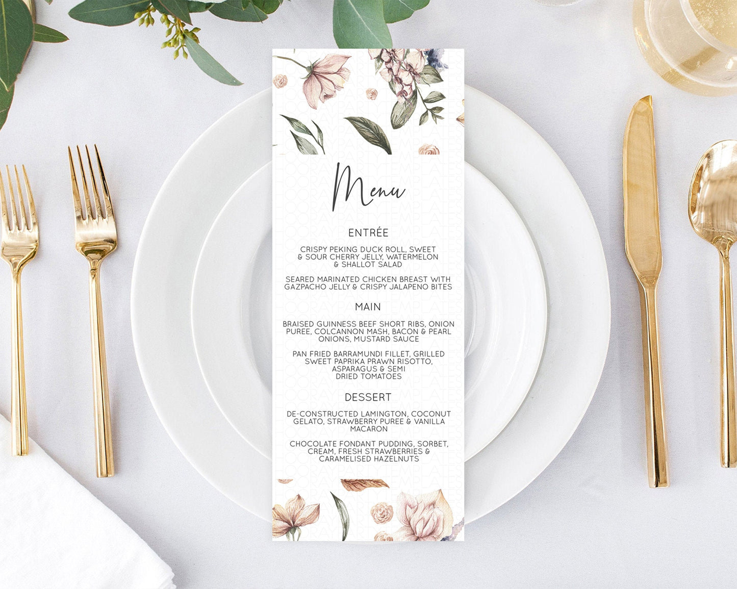 Secret Garden Menu Wildflower Menu Template Pastel Flower Garden Table Decor Boho Floral Dinner Dessert Floral Party Food Menu D10504