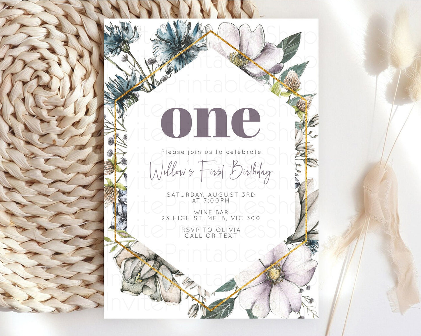 Secret Garden Invitation Wildflower Birthday Invitation Pastel Flowers Invite Enchanted Garden Boho Floral 3rd 2nd First Birthday D10501