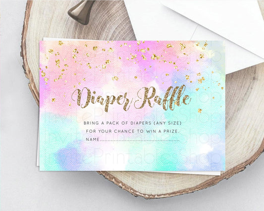 Editable Pastel Diaper Raffle Card Pastel Rainbow Diaper Raffle Insert Color