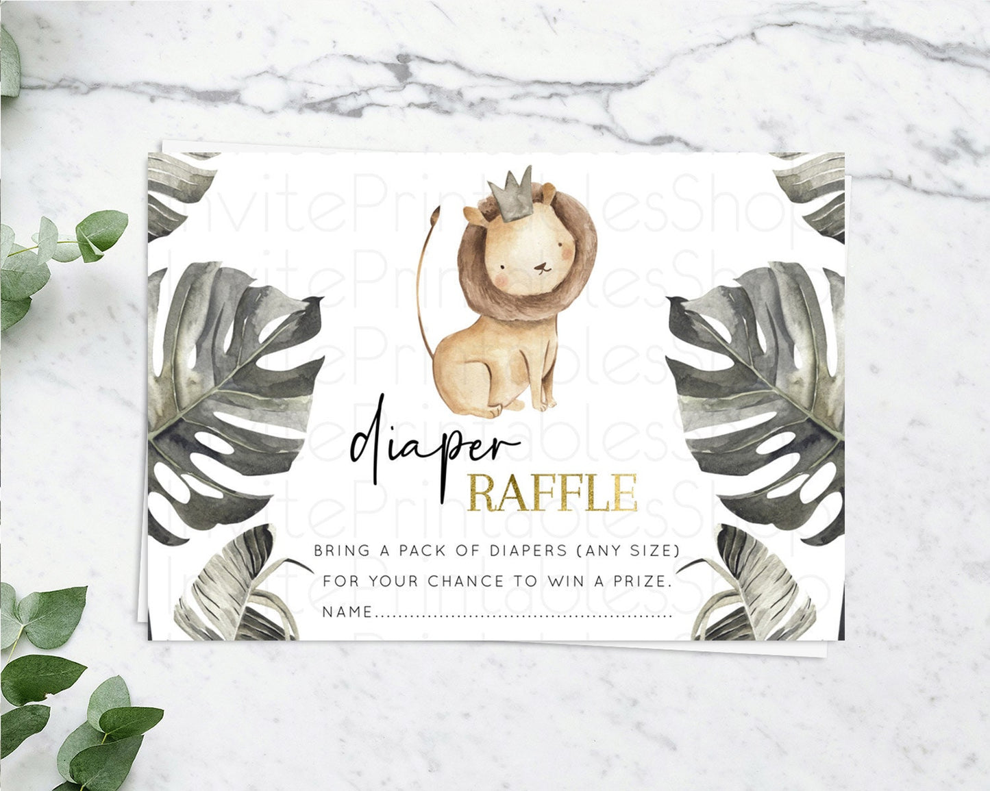 Lion Diaper Raffle Card Lion Diaper Raffle Insert Safari Lion Diaper Ticket Dried Palm Fern Safari Adventure Baby Shower Raffle Game D10599