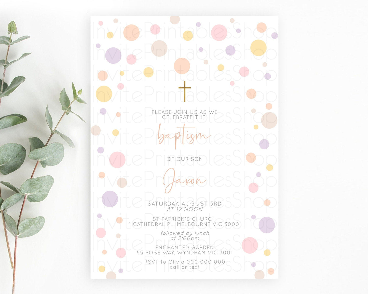 Pastel Baptism Invitation Pastel Confetti Baptism 1st Birthday Invitation Colorful Rainbow Confetti Bubbles Christening Invitation D10759
