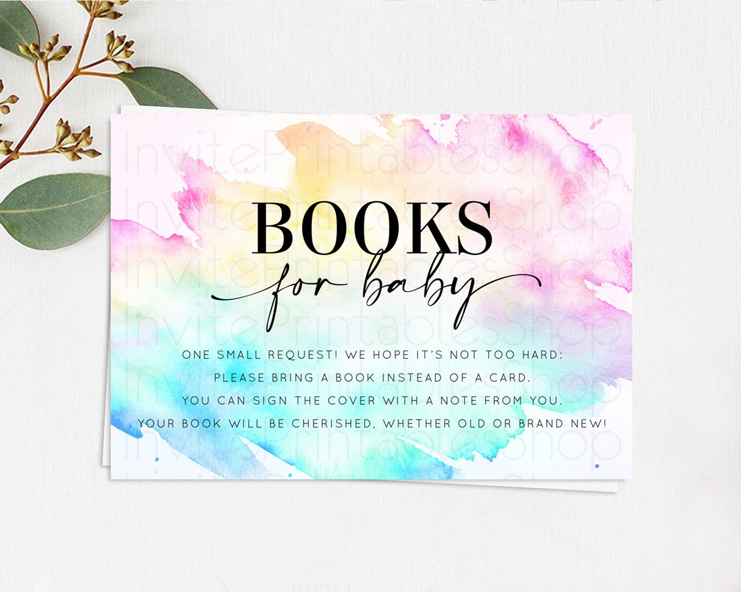Editable Pastel Books For Baby Card Pastel Rainbow Book Insert Colorful Ombr