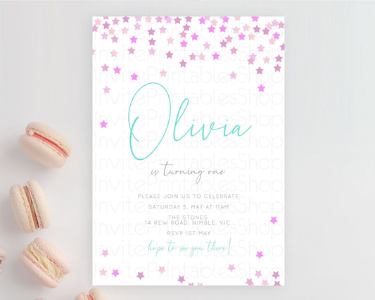 Editable Star Birthday Invitation Pastel Stars Invite Shooting Star Party Ra