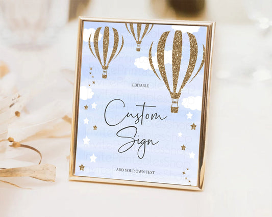 Editable Hot Air Balloon Sign Hot Air Balloon Table Sign Decor Adventure Awa