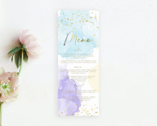 Editable Pastel Menu Pastel Rainbow Menu Template Colorful Pastel Table Deco
