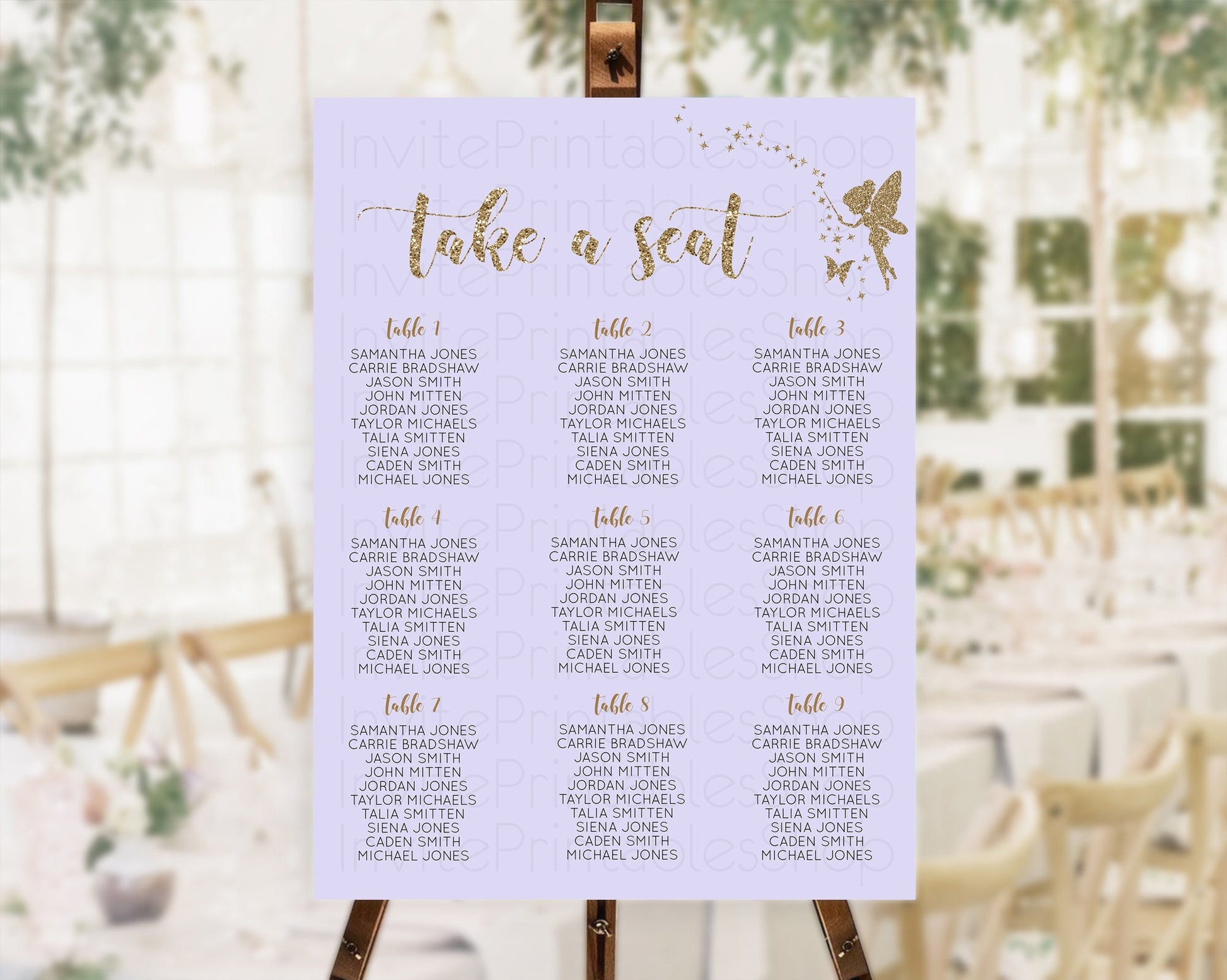 Editable Fairy Seating Chart Pastel Fairy Seating Chart Fairy Tea Party Fair