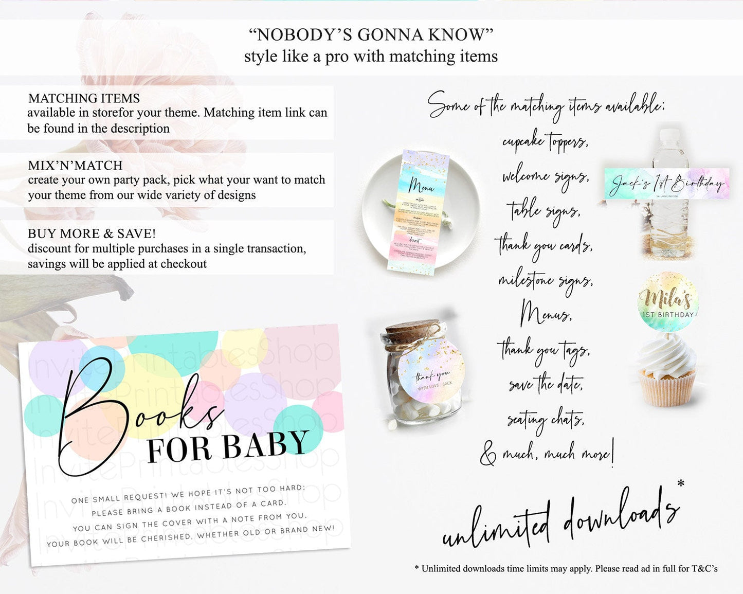 Rainbow Books For Baby Card Pastel Sprinkles Book Insert Pastel Rainbow Confetti Book Card Colorful Bubbles Pastel Book Poem Request D10784