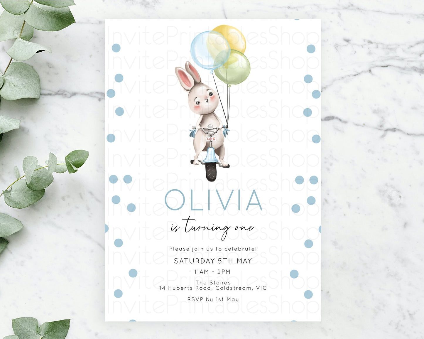 Bunny Birthday Invitation Pastel Bunny Invitation Bunny Balloon Invites Pastel Confetti Balloon Bunny Invites 2nd 1st First Birthday D10783