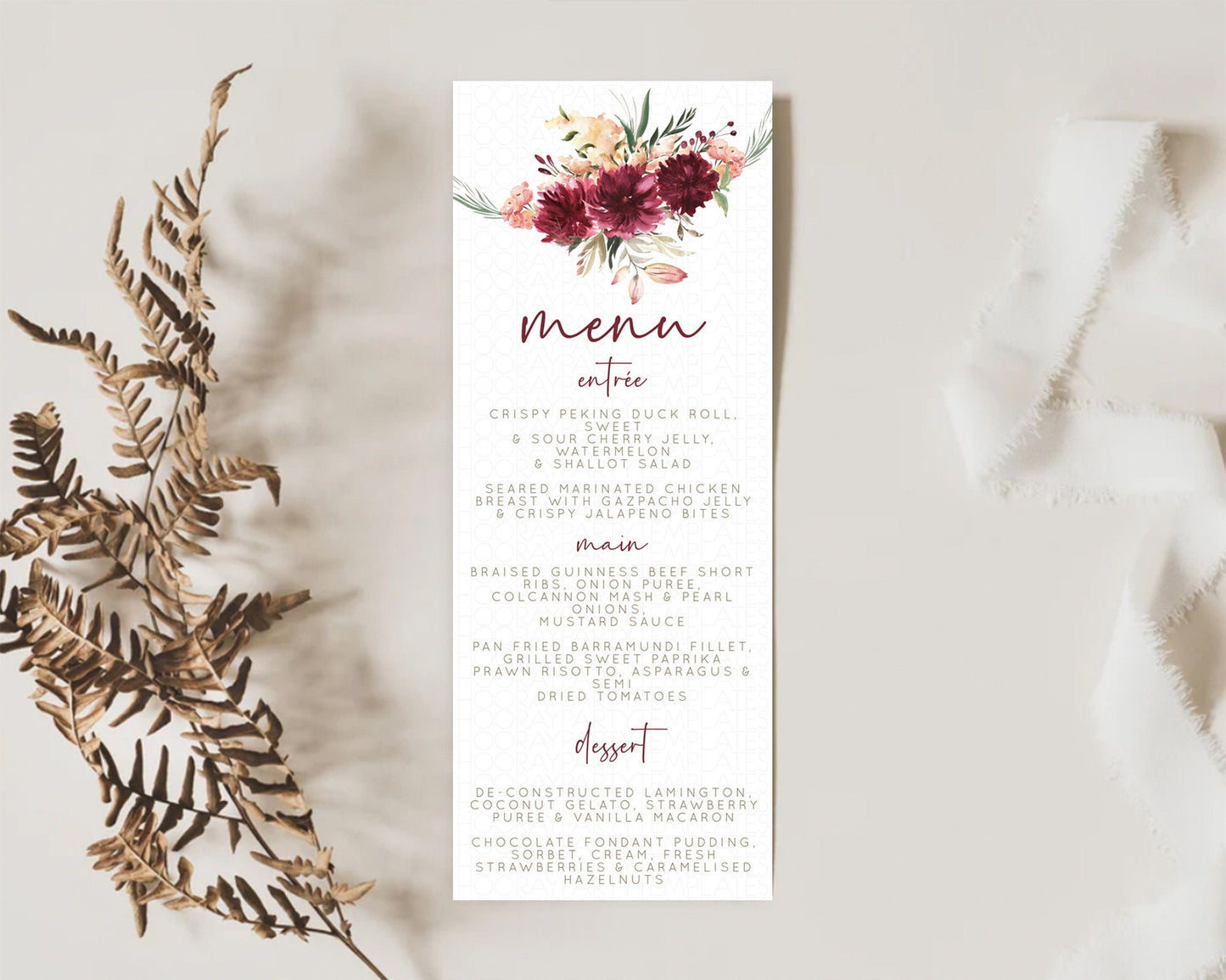 Editable Secret Garden Menu Wildflower Menu Template Pastel Flower Garden Ta