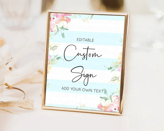 Editable Wildflower Floral Table Sign Decor Secret Garden Sign Template Past