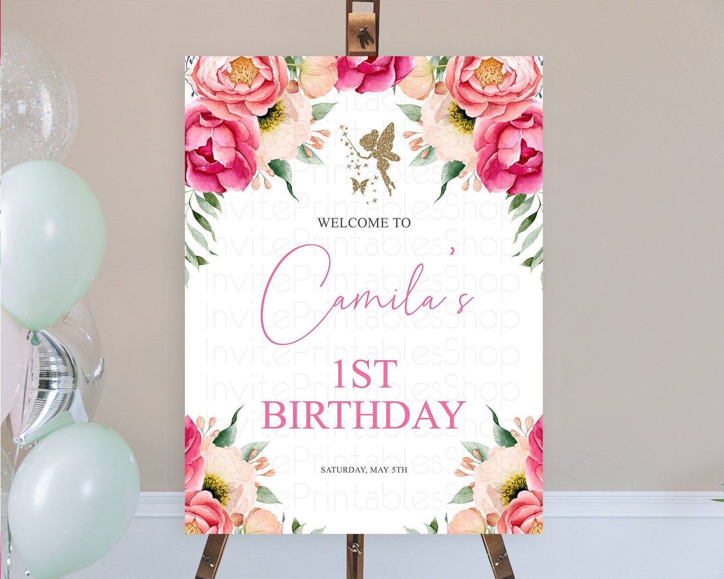 Fairy Welcome Sign Fairy Welcome Board Enchanted Garden Pastel Floral Butterfly Decor Secret Garden First Birthday Welcome Sign D10883