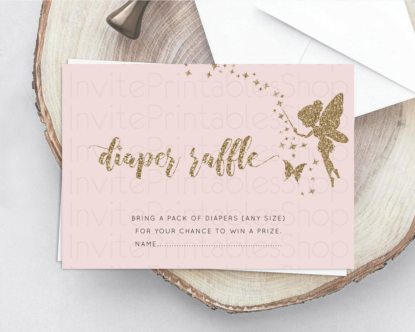 Fairy Diaper Raffle Card Fairy Diaper Insert Enchanted Garden Fairy Diaper Ticket Pastel Floral Butterfly Secret Garden Raffle Game D10899