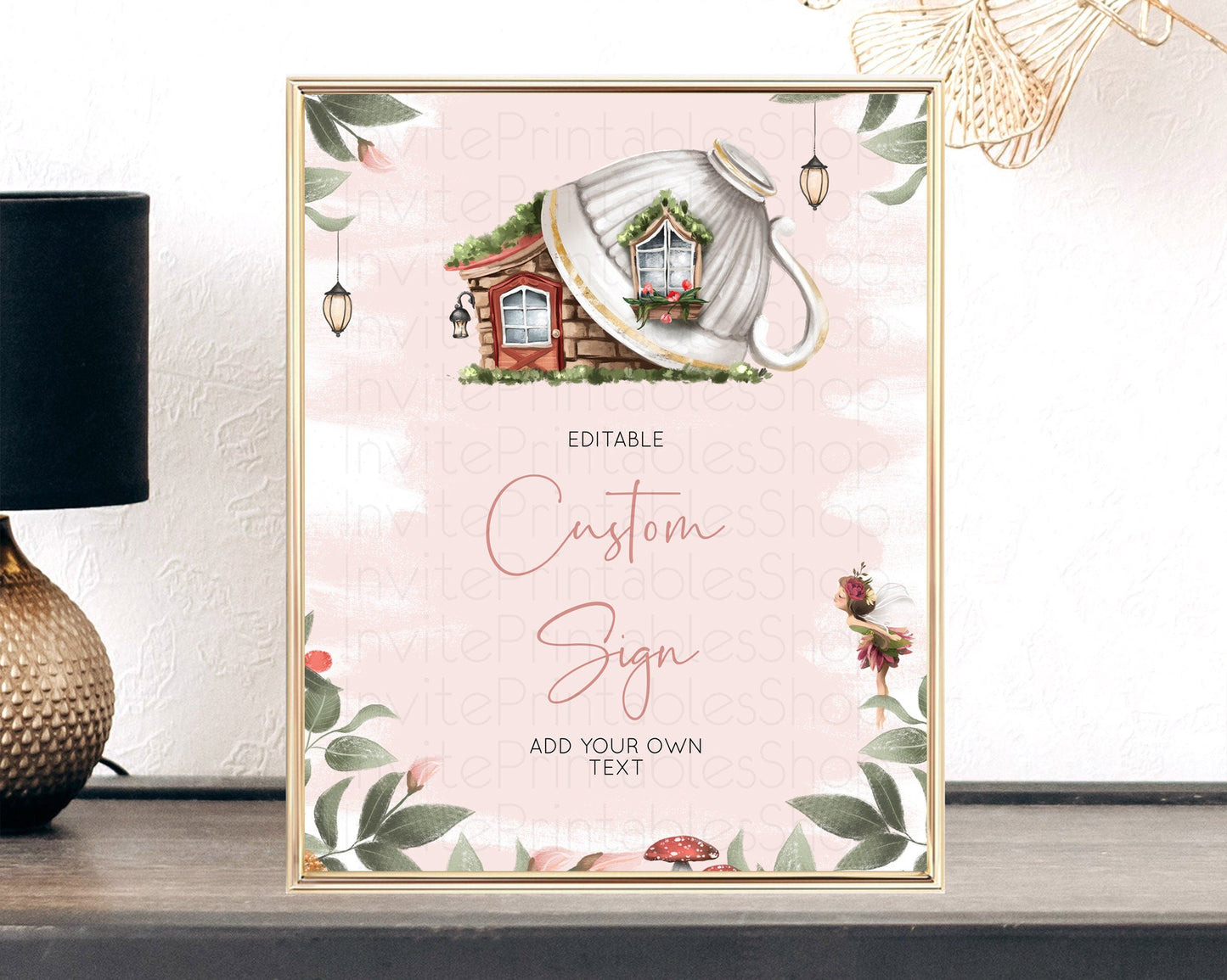 Fairy Sign Enchanted Garden Table Sign Decor Pastel Floral Butterfly Party Secret Garden Birthday Baptism Baby Shower Bridal Shower D10563